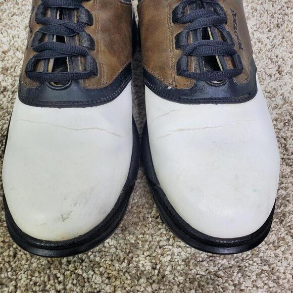 Footjoy Golf Shoes Mens 8 Leather Brown Colorblock Removable Spikes Low Top - Picture 10 of 12